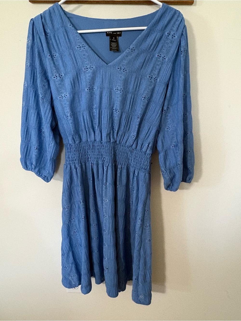 Kate and Luci Blue V-Neck Smocked Mini Dress